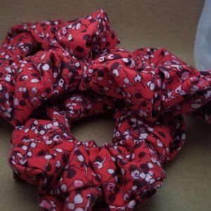 Red Cotton Ball Handmade Scrunchie